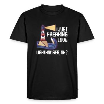 Lighthouse Seaside Nautical I just love lighthouse - T-shirt Premium bio Homme - noir - Devant - Nico (187cm)