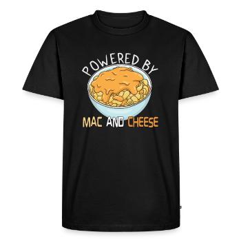 MAC AND CHEESE GIFT : powered by Mac and Cheese - Men's Premium Organic T-Shirt - black - Front - Nico (187cm)