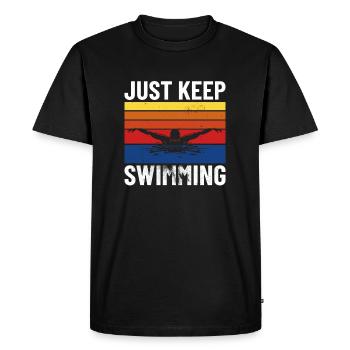 NATATION / SCHWIMMER just keep swimming - T-shirt Premium bio Homme - noir - Devant - Nico (187cm)