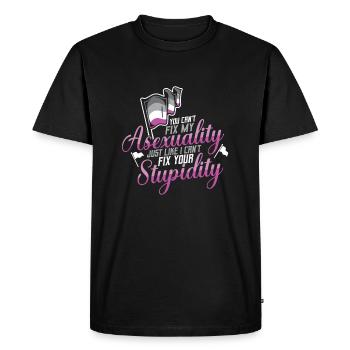 Asexual Pride Asexuality Aromantic Pride - T-shirt Premium bio Homme - noir - Devant - Nico (187cm)