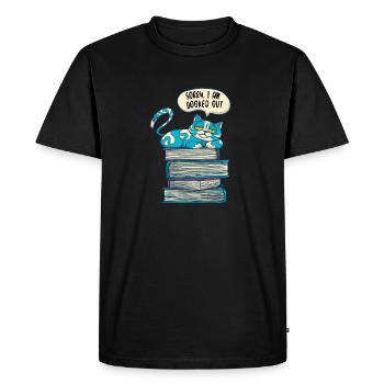 FUNNY CATS READING BOOK READER LITERATURE WRITING - T-shirt Premium bio Homme - noir - Devant - Nico (187cm)