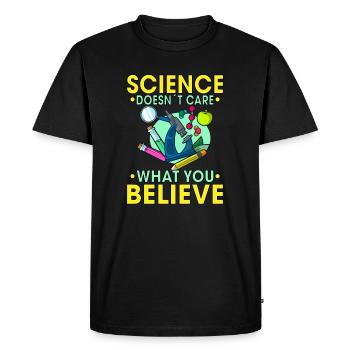 Science doesn'tcare what you believe Gift Idea - Men's Premium Organic T-Shirt - black - Front - Nico (187cm)