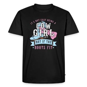 Cowboy Barn Bull Rider Rodeo Country Western - Men's Premium Organic T-Shirt - black - Front - Nico (187cm)