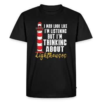 Lighthouse Seaside Nautical I Love Lighthouse - Men's Premium Organic T-Shirt - black - Front - Nico (187cm)