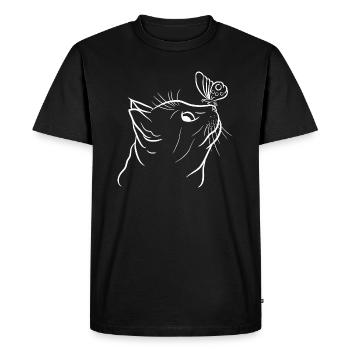 Cat with Butterfly Cat Lover Kitten - Men's Premium Organic T-Shirt - black - Front - Nico (187cm)