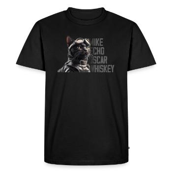 Cat Retro Pilot Mike Echo Oscar Whisky - T-shirt Premium bio Homme - noir - Devant - Nico (187cm)
