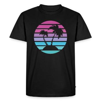 Palm Island Retro Sun - Men's Premium Organic T-Shirt - black - Front - Nico (187cm)