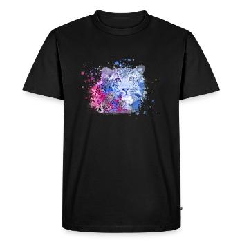 leopard, cat, wildcat, graffiti, painting,blue - Men's Premium Organic T-Shirt - black - Front - Nico (187cm)