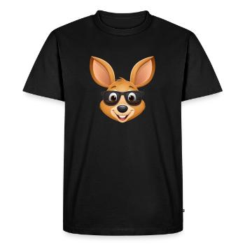 Cute cartoon kangaroo with sunglasses - Men's Premium Organic T-Shirt - black - Front - Nico (187cm)