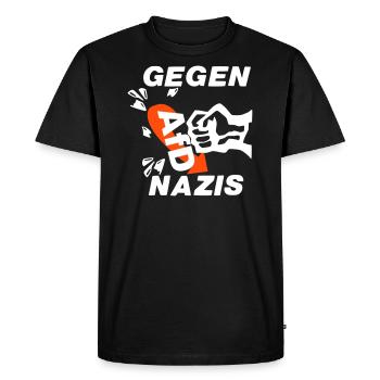 Gegen Nazis - Gegen AfD - Gegen Rechts -Nazis raus - Männer Premium Bio T-Shirt - Schwarz - Vorne - Nico (187cm)