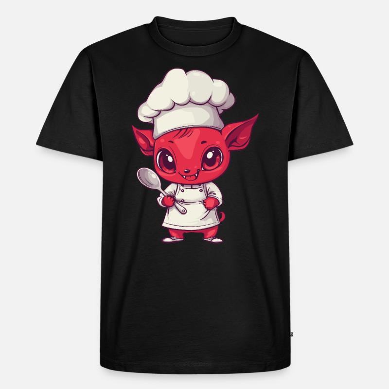 Kochteufel mit Löffel - Männer Premium Bio T-Shirt - Schwarz