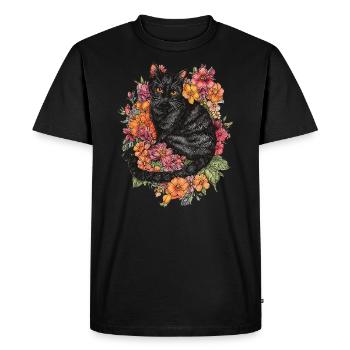 Fleurs de chat - T-shirt Premium bio Homme - noir - Devant - Nico (187cm)