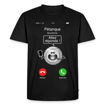 Appel de la pétanque - T-shirt Premium bio Homme - noir - Devant - Nico (187cm)