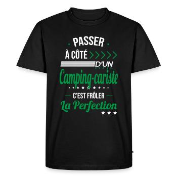 Camping-cariste - Frôler la perfection - T-shirt Premium bio Homme - noir - Devant - Nico (187cm)