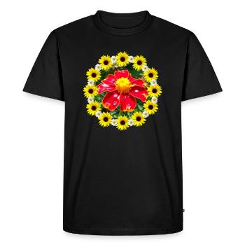 Calendula Tournesol Marguerites Fleur florale - T-shirt Premium bio Homme - noir - Devant - Nico (187cm)