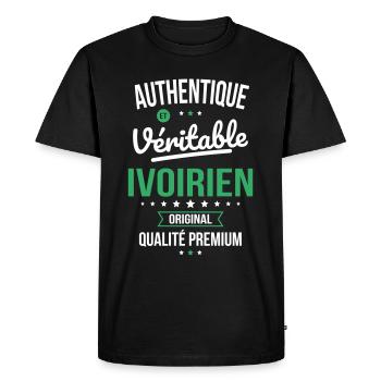 Authentique et véritable Ivoirien - Original - T-shirt Premium bio Homme - noir - Devant - Nico (187cm)