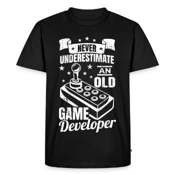 Old game developer grandfather - Men's Premium Organic T-Shirt - black - Front - Nico (187cm)