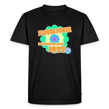 Flower Power Année de naissance 1977 Peace Flower Hippie - T-shirt Premium bio Homme - noir - Devant - Nico (187cm)