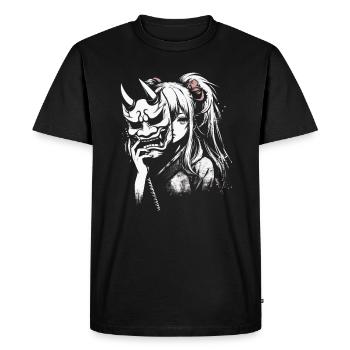 Anime Girl with Oni Mask Aesthetics Grunge - Men's Premium Organic T-Shirt - black - Front - Nico (187cm)