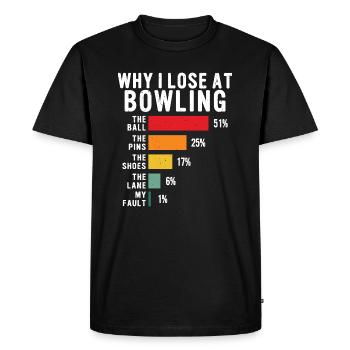 Pourquoi je perds au bowling joueur lover bowler - T-shirt Premium bio Homme - noir - Devant - Nico (187cm)