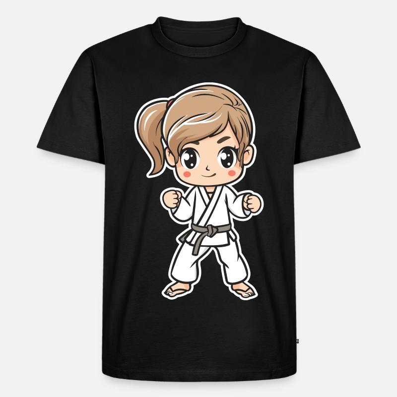 Karate Mädchen Comic - Männer Premium Bio T-Shirt - Schwarz
