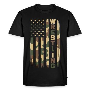 Wrestling USA Flag Camo Patriot Design - Men's Premium Organic T-Shirt - black - Front - Nico (187cm)