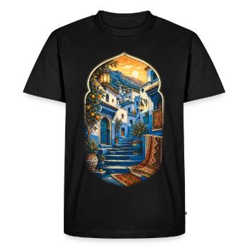 Maroc Marocain Chefchaouen - T-shirt Premium bio Homme - noir - Devant - Nico (187cm)