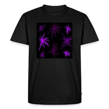 Lila Sterne am schwarzen Himmel - Männer Premium Bio T-Shirt - Schwarz - Vorne - Nico (187cm)