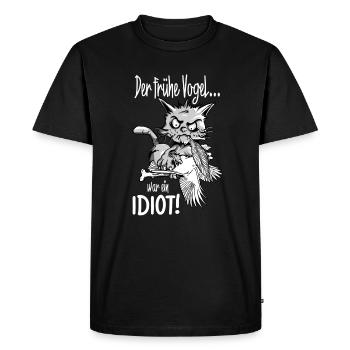 L'oiseau au début était un idiot - T-shirt Premium bio Homme - noir - Devant - Nico (187cm)