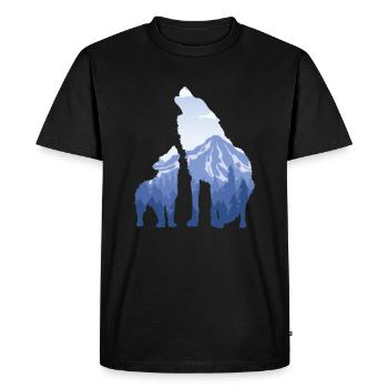 Wolf And Pup - Cadeau pour les amateurs de loups de montagne - T-shirt Premium bio Homme - noir - Devant - Nico (187cm)