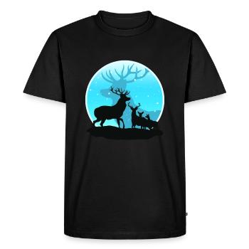 Reindeer Winter Snow Christmas Xmas Present Gift - Men's Premium Organic T-Shirt - black - Front - Nico (187cm)