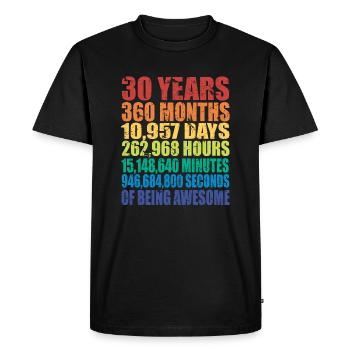 Drôle de cadeau d’anniversaire de 30e anniversaire, compte à rebours d’âge - T-shirt Premium bio Homme - noir - Devant - Nico (187cm)