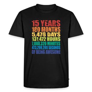 Drôle de cadeau d’anniversaire de 15e anniversaire, compte à rebours d’âge - T-shirt Premium bio Homme - noir - Devant - Nico (187cm)