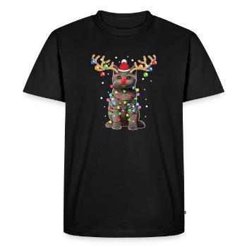 Christmas Cat Lover Kitty Pet Owner Holiday Gift - Men's Premium Organic T-Shirt - black - Front - Nico (187cm)