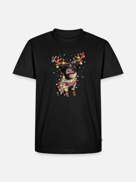 Christmas Piggie - Cute Piggy Xmas Holiday Pig - Men's Premium Organic T-Shirt - black