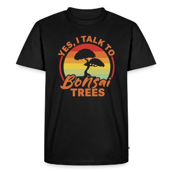 I Talk To Trees - Funny Bonsai Tree Lover - Men's Premium Organic T-Shirt - black - Front - Nico (187cm)
