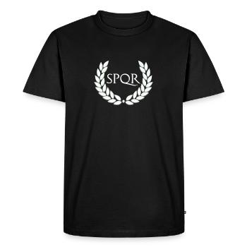 SPQR dessins pour Hommes | Empire romain - T-shirt Premium bio Homme - noir - Devant - Nico (187cm)