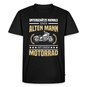 Alter Mann Motorrad - Männer Premium Bio T-Shirt - Schwarz - Vorne - Nico (187cm)