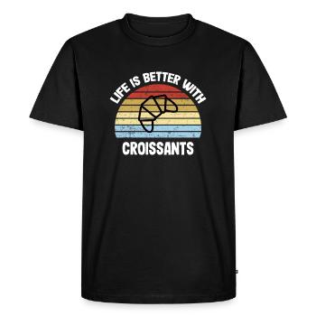 Retro Croissant design - Men's Premium Organic T-Shirt - black - Front - Nico (187cm)