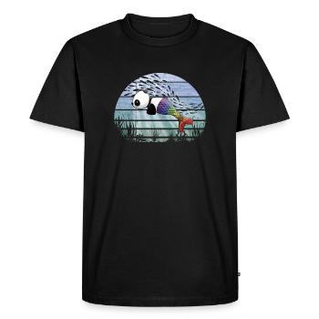 Fantasy Underwater Kawaii Panda Mermaid - Men's Premium Organic T-Shirt - black - Front - Nico (187cm)