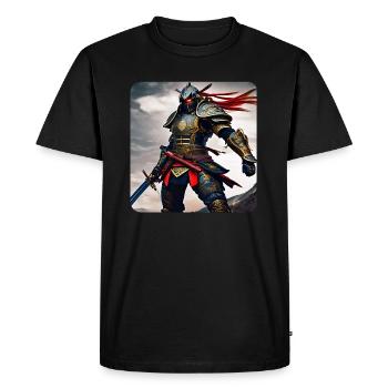 Fier samouraï cyborg avec tatouage Japan Asia Ninja - T-shirt Premium bio Homme - noir - Devant - Nico (187cm)