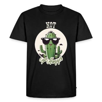 Not A Hugger Funny Sarcastic Cool Cactus - Men's Premium Organic T-Shirt - black - Front - Nico (187cm)