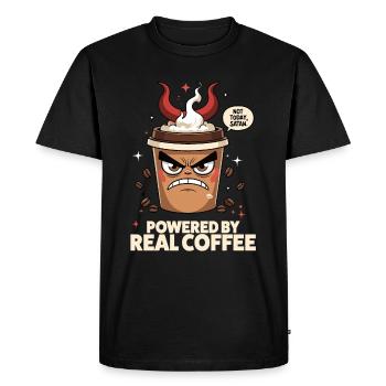 Powered by Real Coffee - Men's Premium Organic T-Shirt - black - Front - Nico (187cm)