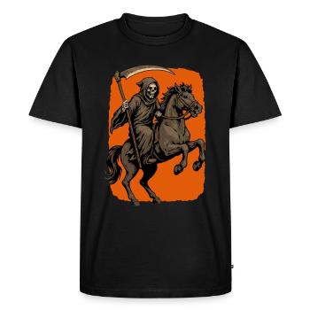 Faucheuse sur le cheval - T-shirt Premium bio Homme - noir - Devant - Nico (187cm)