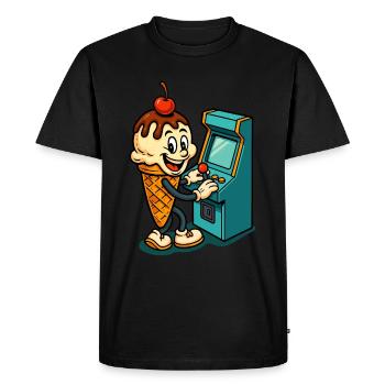 Retro Fun Cream Gamer - Men's Premium Organic T-Shirt - black - Front - Nico (187cm)