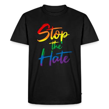 Stop The Hate Antiracisme LGBT LGBTQ - T-shirt Premium bio Homme - noir - Devant - Nico (187cm)
