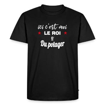 ICI c'est moi le roi du potager jardinier - T-shirt Premium bio Homme - noir - Devant - Nico (187cm)