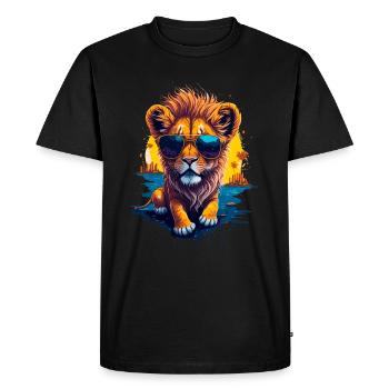 Mignon bébé lion - T-shirt Premium bio Homme - noir - Devant - Nico (187cm)