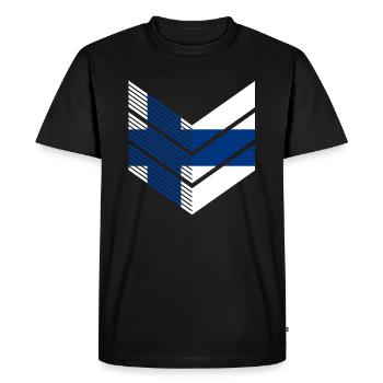 Finland Flag Suomi Finnish Flag Used Look - Men's Premium Organic T-Shirt - black - Front - Nico (187cm)