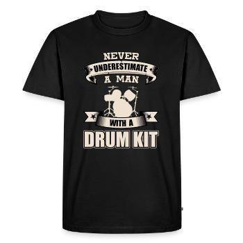 Drum Kit T-Shirt Gift Idea Christmas Funny - Men's Premium Organic T-Shirt - black - Front - Nico (187cm)
